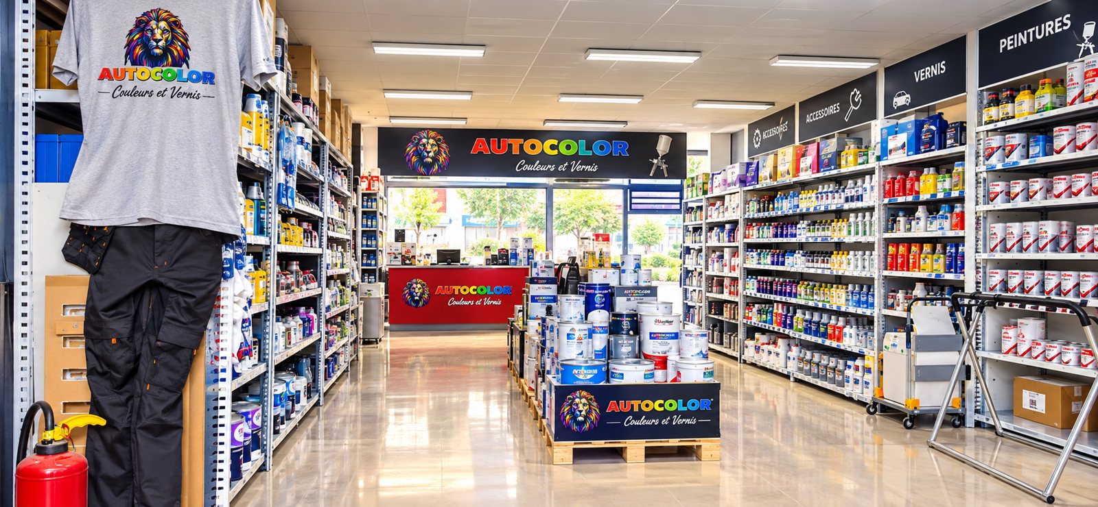 Intérieur du magasin Autocolor à Carouge